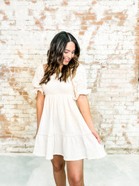 Jayleen Smocked Puff Lace Sleeve Dress