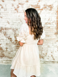 Jayleen Smocked Puff Lace Sleeve Dress - FINAL SALE