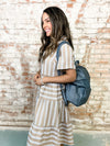 Kenda Stripe Tiered Shirt Dress