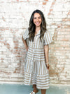 Kenda Stripe Tiered Shirt Dress