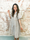 Kenda Stripe Tiered Shirt Dress