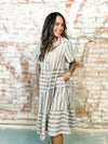 Kenda Stripe Tiered Shirt Dress