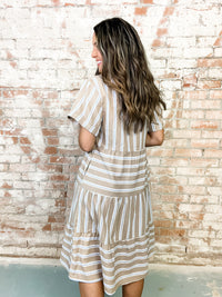 Kenda Stripe Tiered Shirt Dress