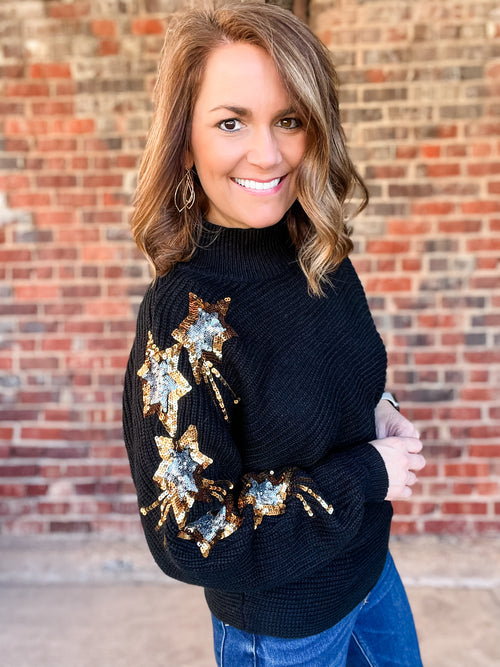 Sequin Star Embroidered Sweater