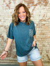 Sondra Crochet Pocket Mineral Washed Top