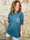Sondra Crochet Pocket Mineral Washed Top