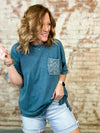 Sondra Crochet Pocket Mineral Washed Top