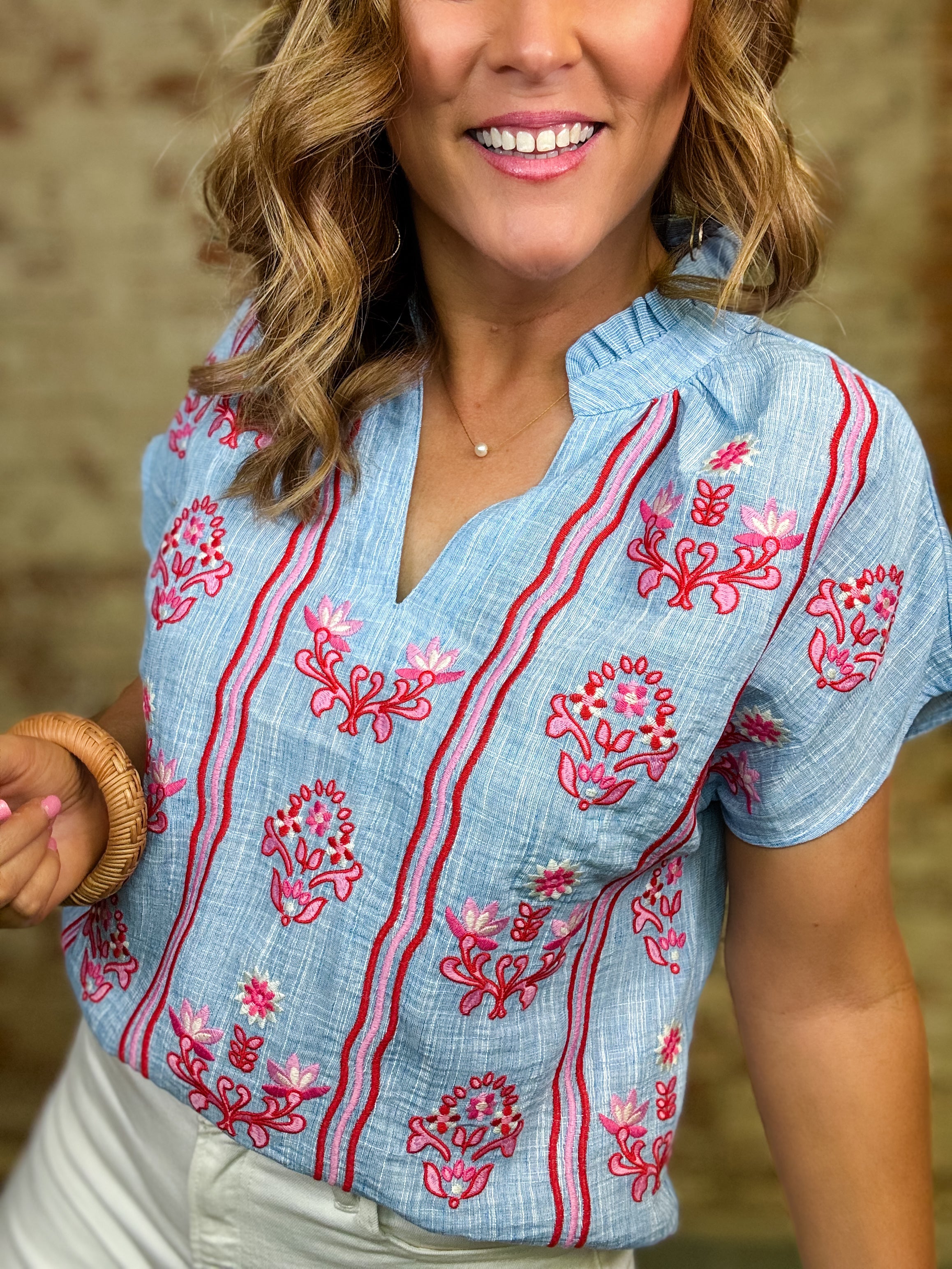 THML Araceli Embroidered Top