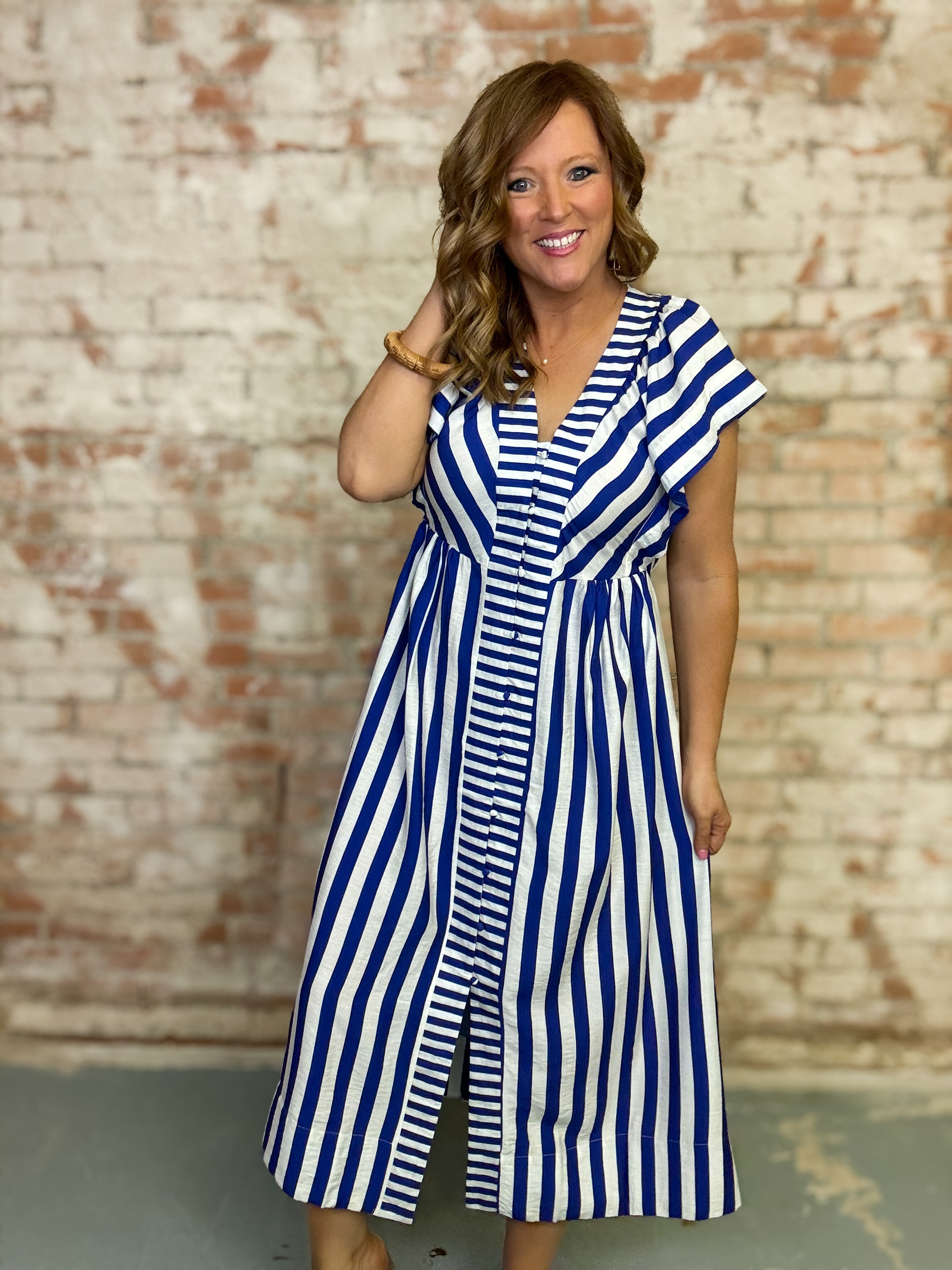 Indie Stripe Midi Dress