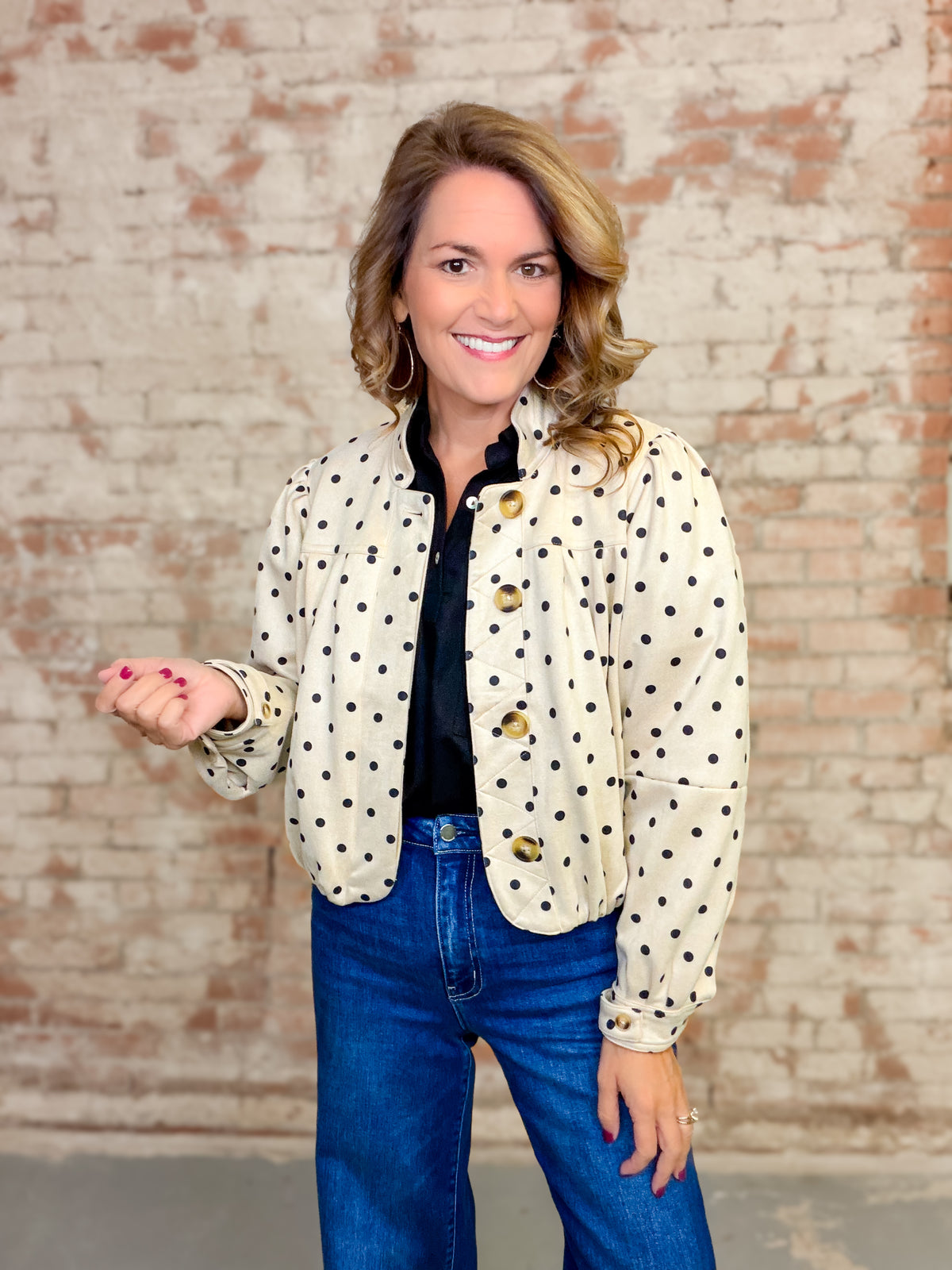THML Ethel Polka Dot Suede Jacket