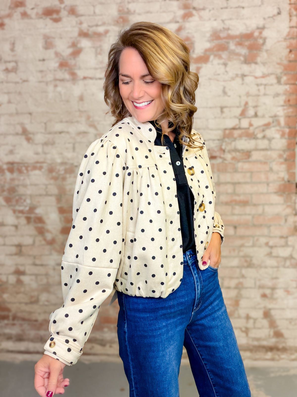 THML Ethel Polka Dot Suede Jacket
