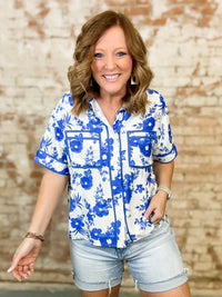 Reid Floral Button Front Top