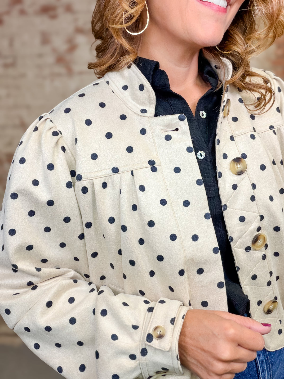THML Ethel Polka Dot Suede Jacket