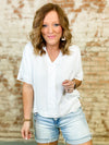 Lynda White V-Neck Top