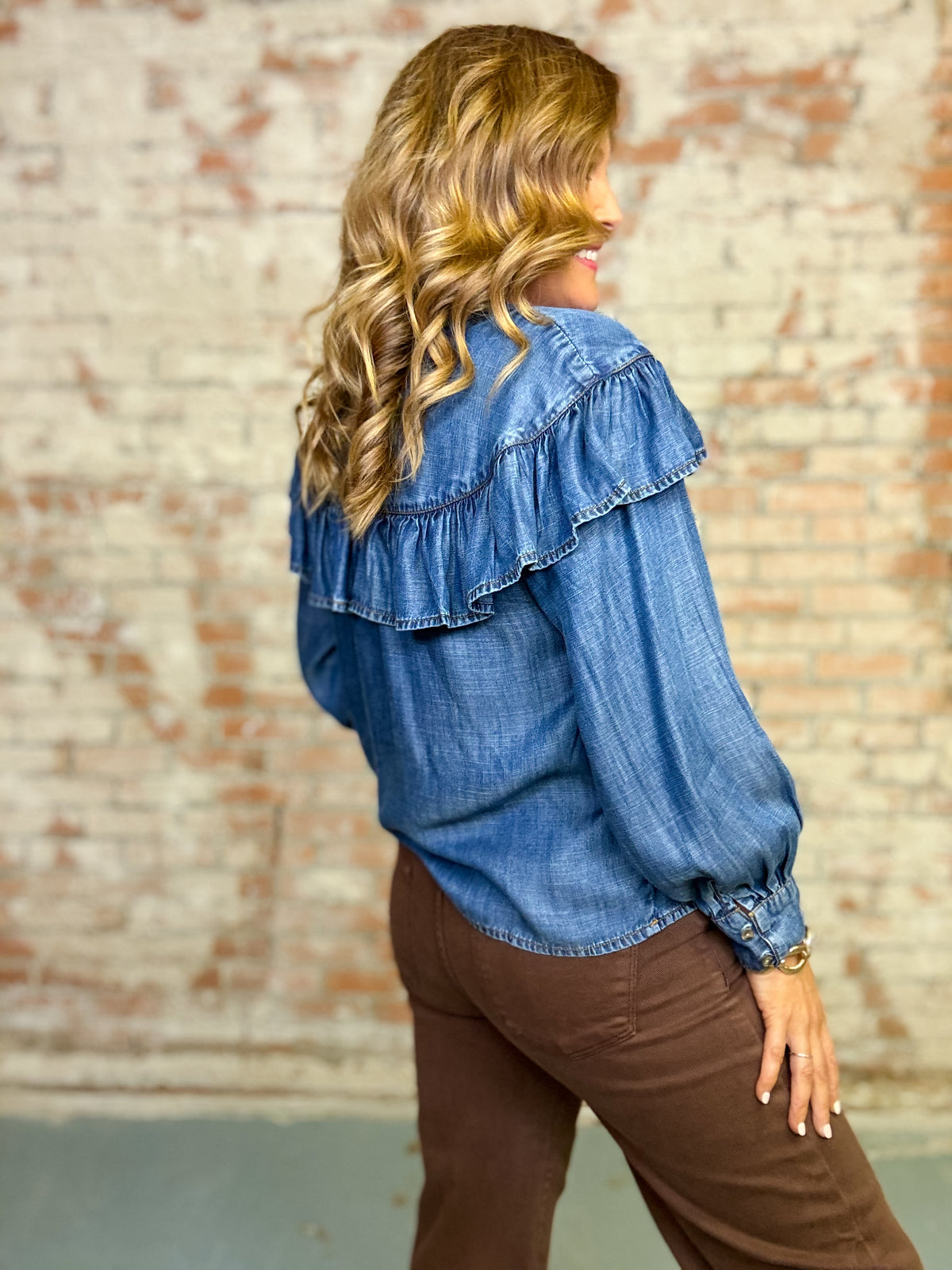 Ivy Jane Bella Ruffled Denim Top