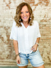 Lynda White V-Neck Top