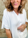 Lynda White V-Neck Top