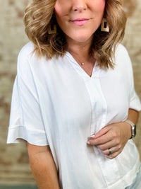 Lynda White V-Neck Top