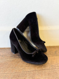 Madeline Black Velvet Pump Heels