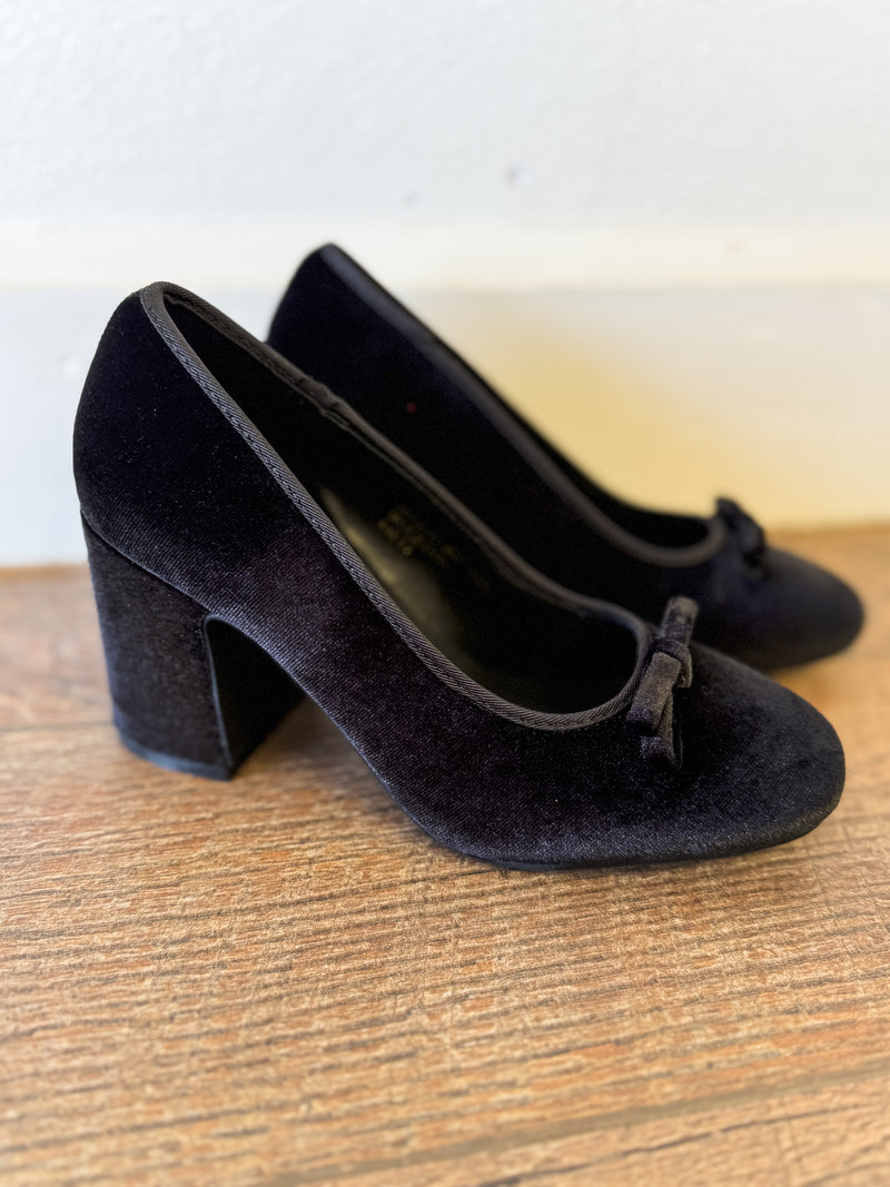 Madeline Black Velvet Pump Heels