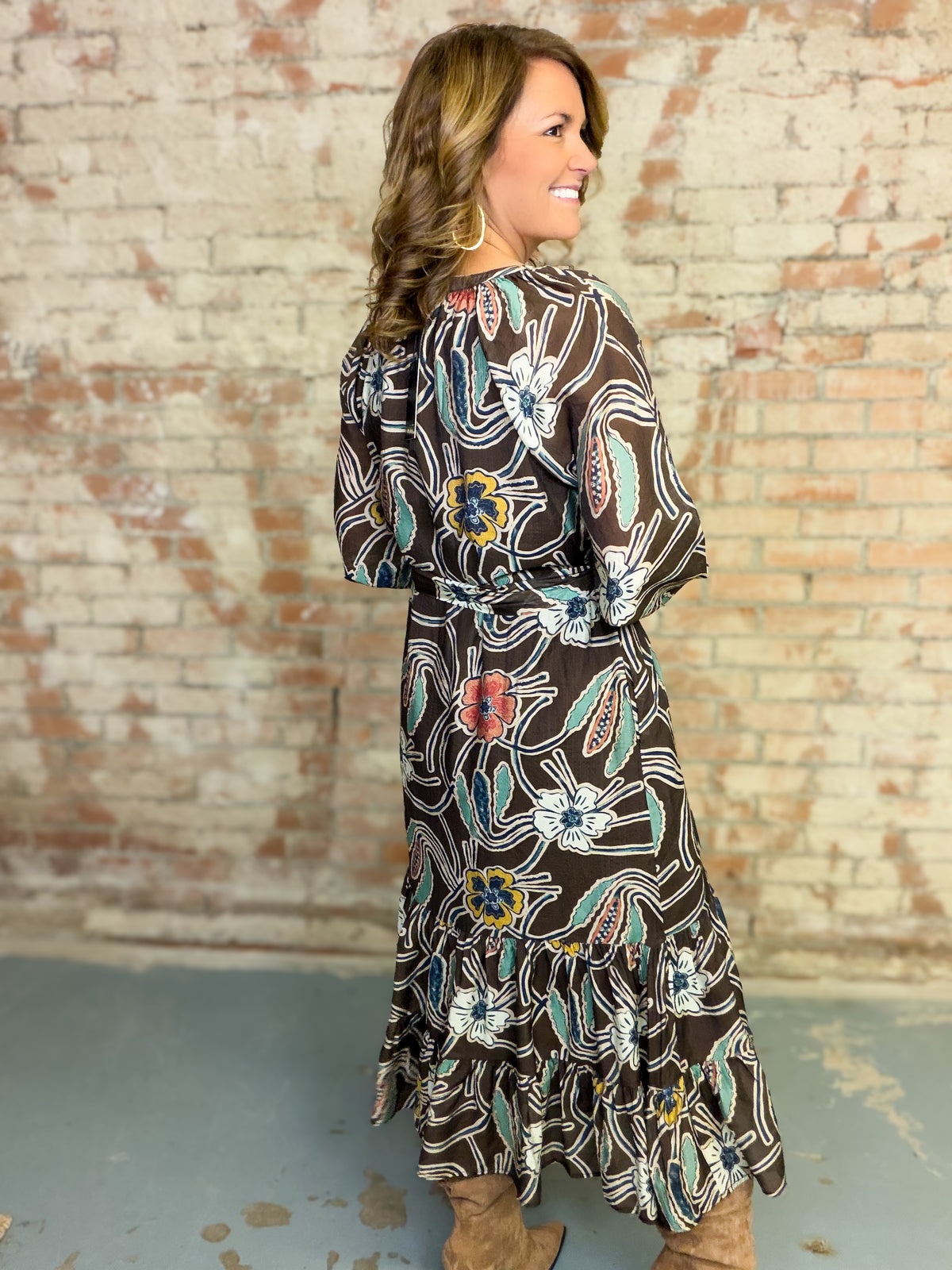 THML Lorena Floral Midi Dress