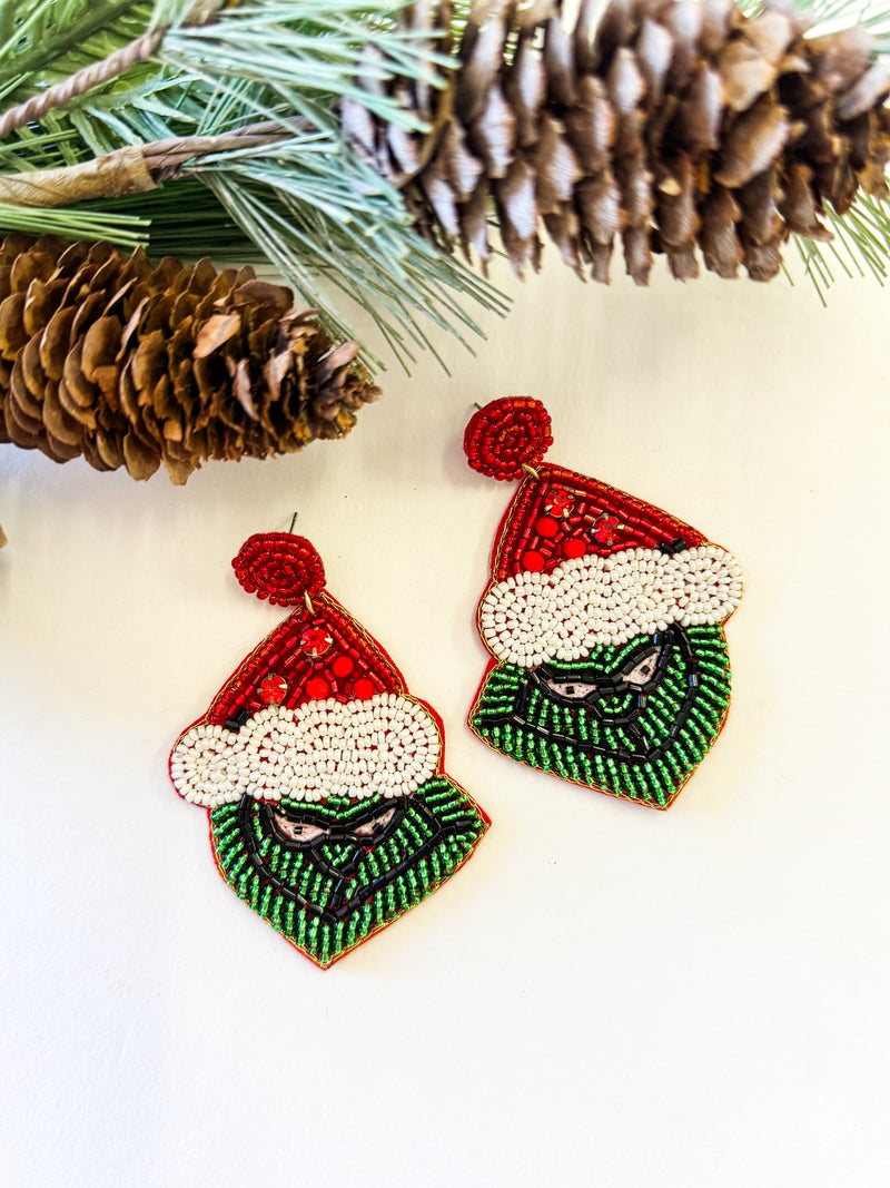 Grinch Seed Bead Earrings