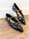 Collin Eyelet Stud Pointed Toe Ballet Flats