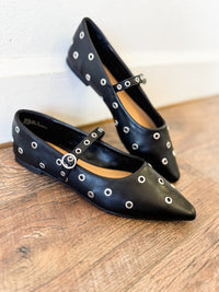 Collin Eyelet Stud Pointed Toe Ballet Flats