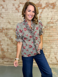 Leena Stripe Floral Top