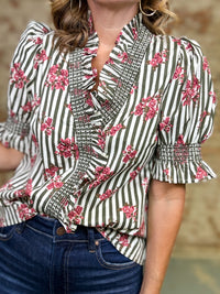 Leena Stripe Floral Top