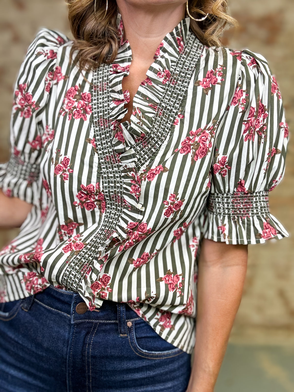 Leena Stripe Floral Top