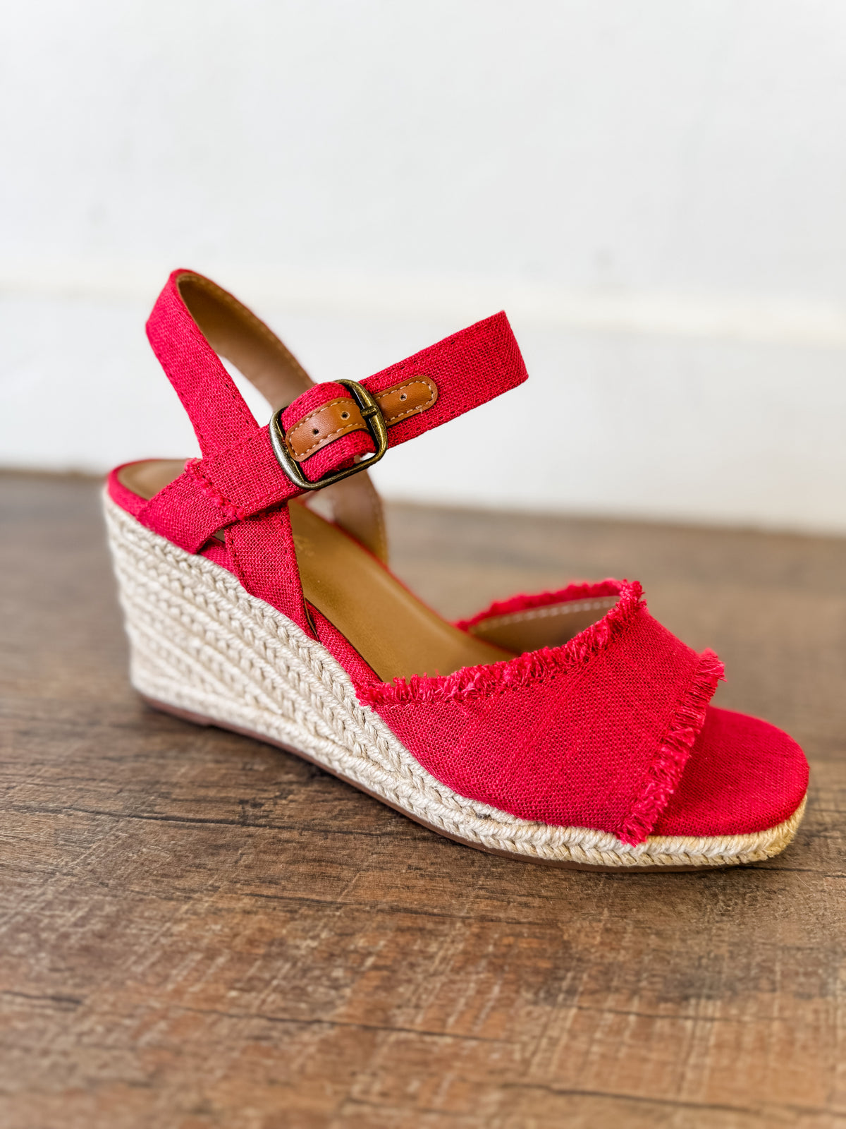 Arnold Red Espadrille Wedge Sandal