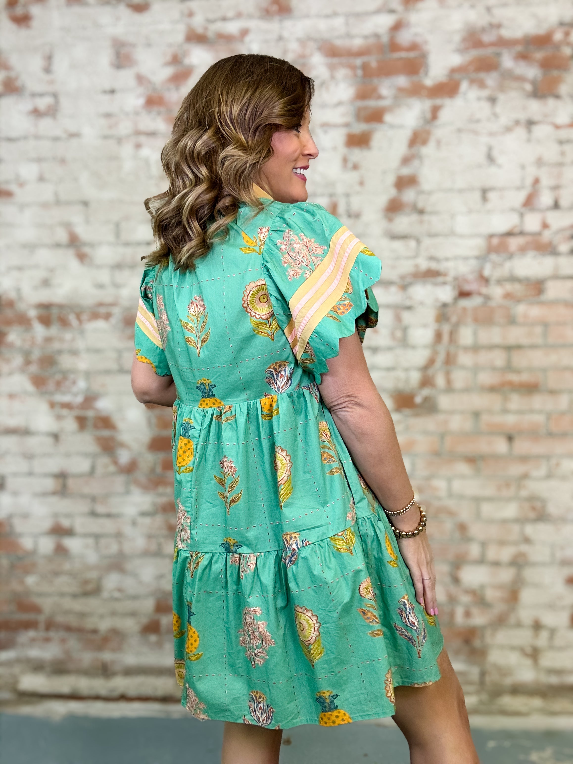 Monroe Scalloped Sleeve Dress
