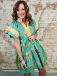 Monroe Scalloped Sleeve Dress