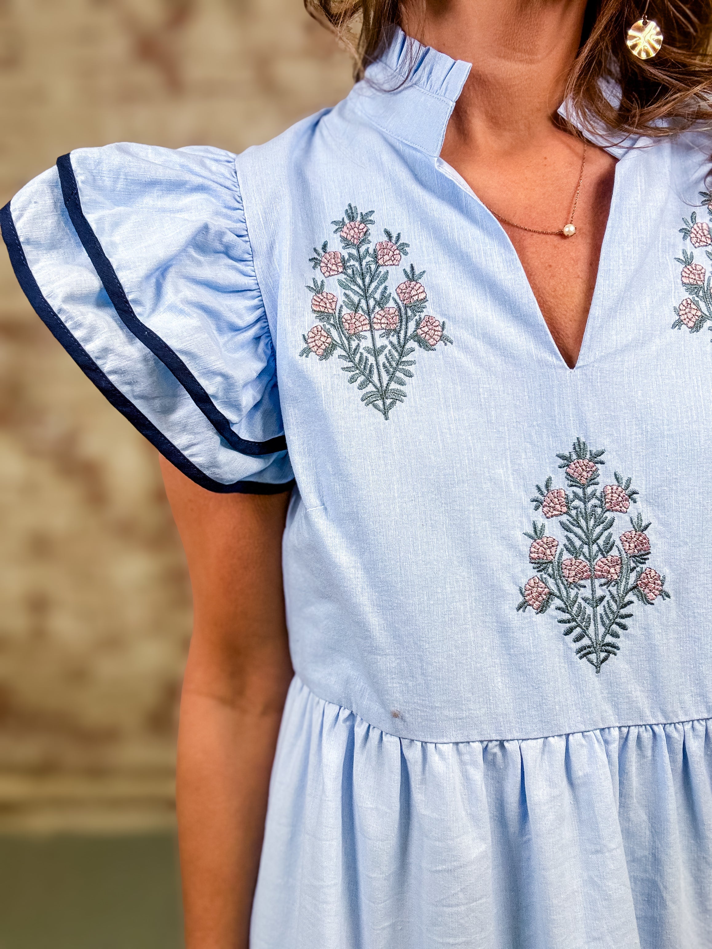 Palmer Embroidered Tiered Dress