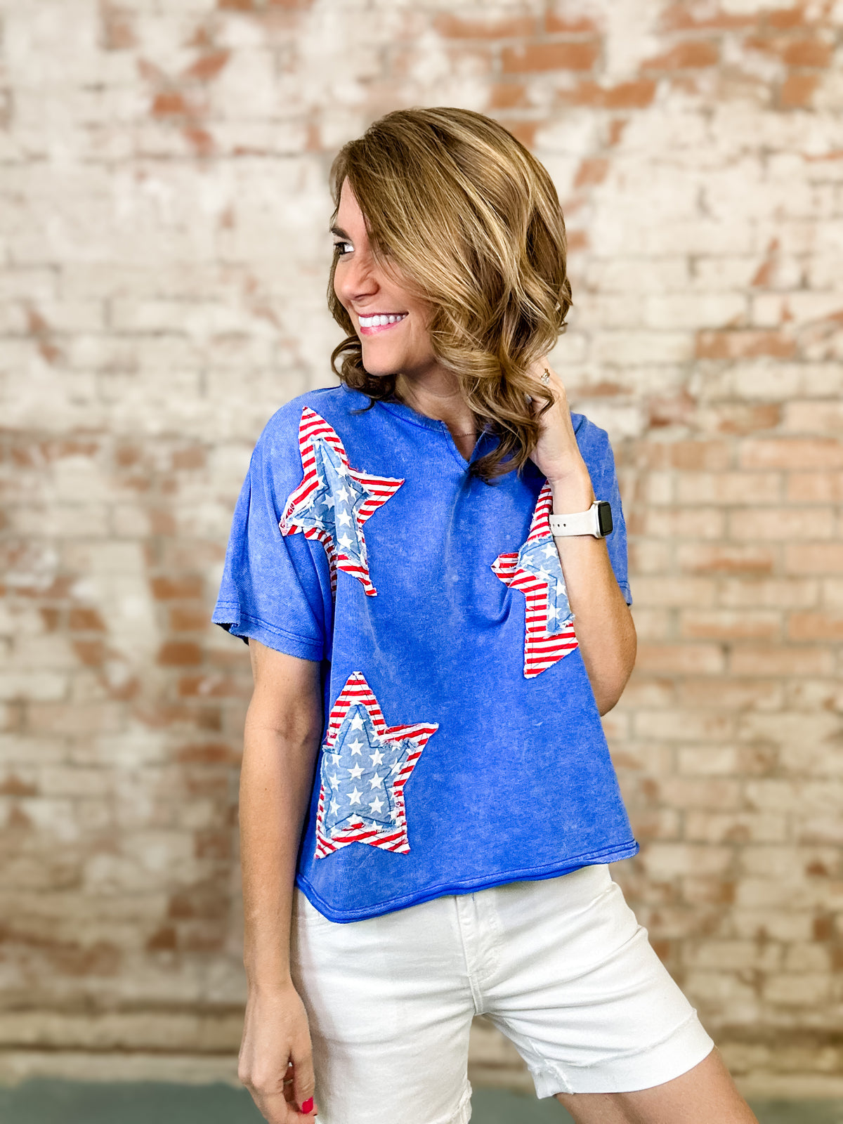 Farrah Star Patch Mineral Washed Top