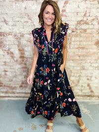 Raygon Floral Tiered Dress