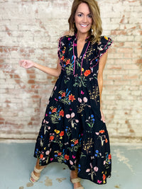 Raygon Floral Tiered Dress