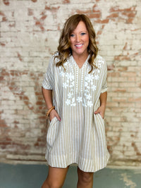 Joseph Striped Embroidered Dress