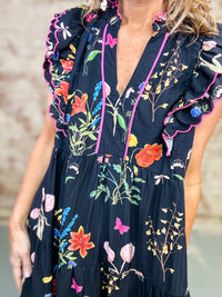 Raygon Floral Tiered Dress