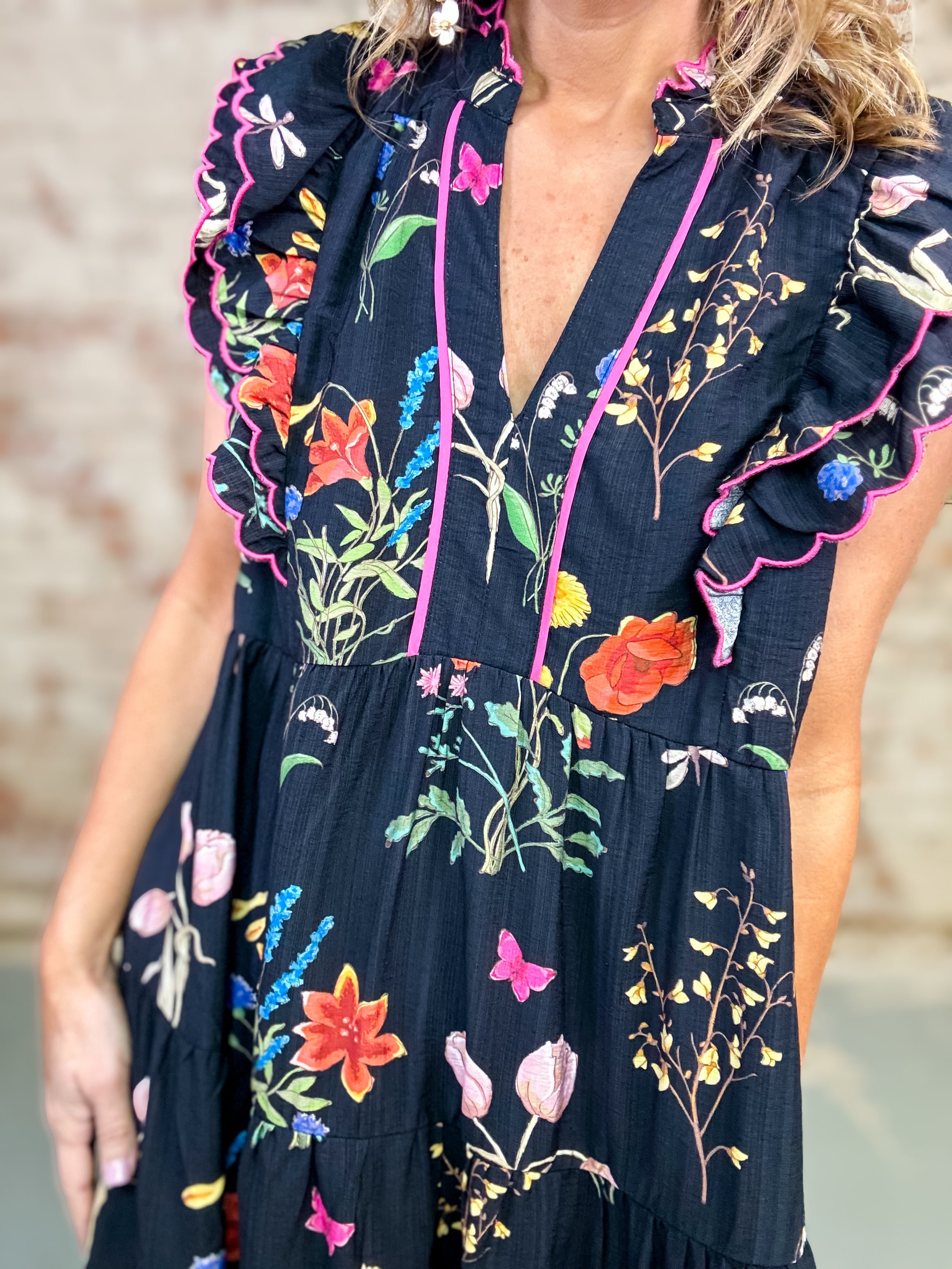 Raygon Floral Tiered Dress