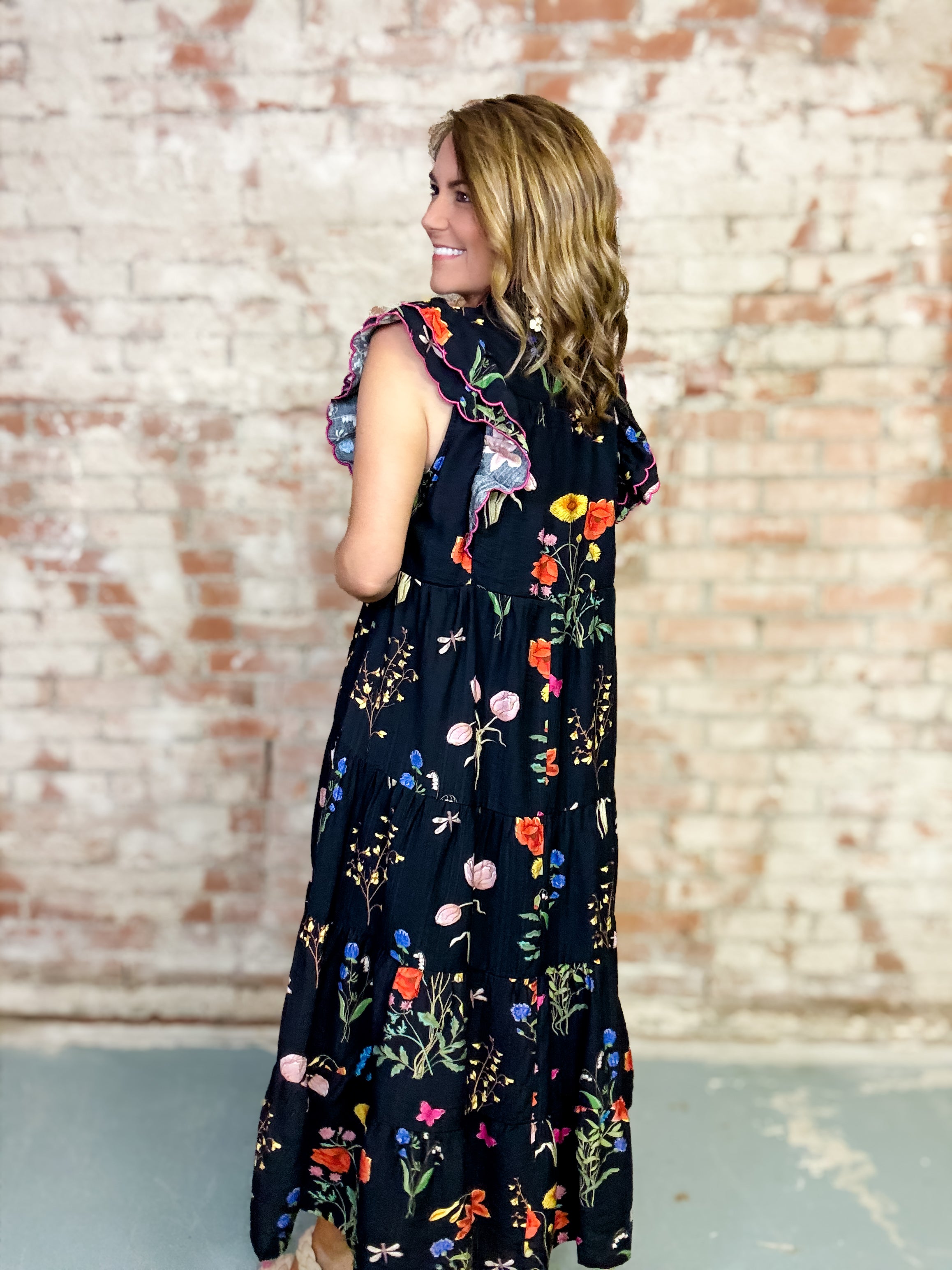 Raygon Floral Tiered Dress