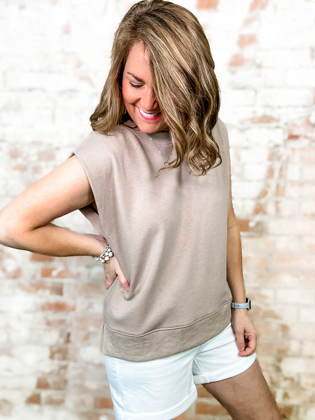 Alicen Mocha Sleeveless Top-FINAL SALE