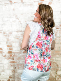 Valentina Floral Eyelet Detail Top - FINAL SALE