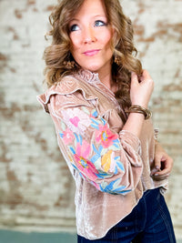Shay Velvet Embroidered Top