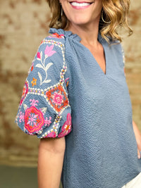 THML Anayah Embroidered Sleeve Top
