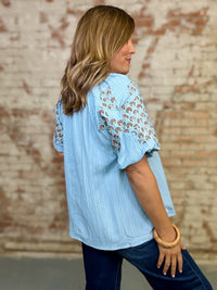 Priscilla Embroidered Sleeve Top