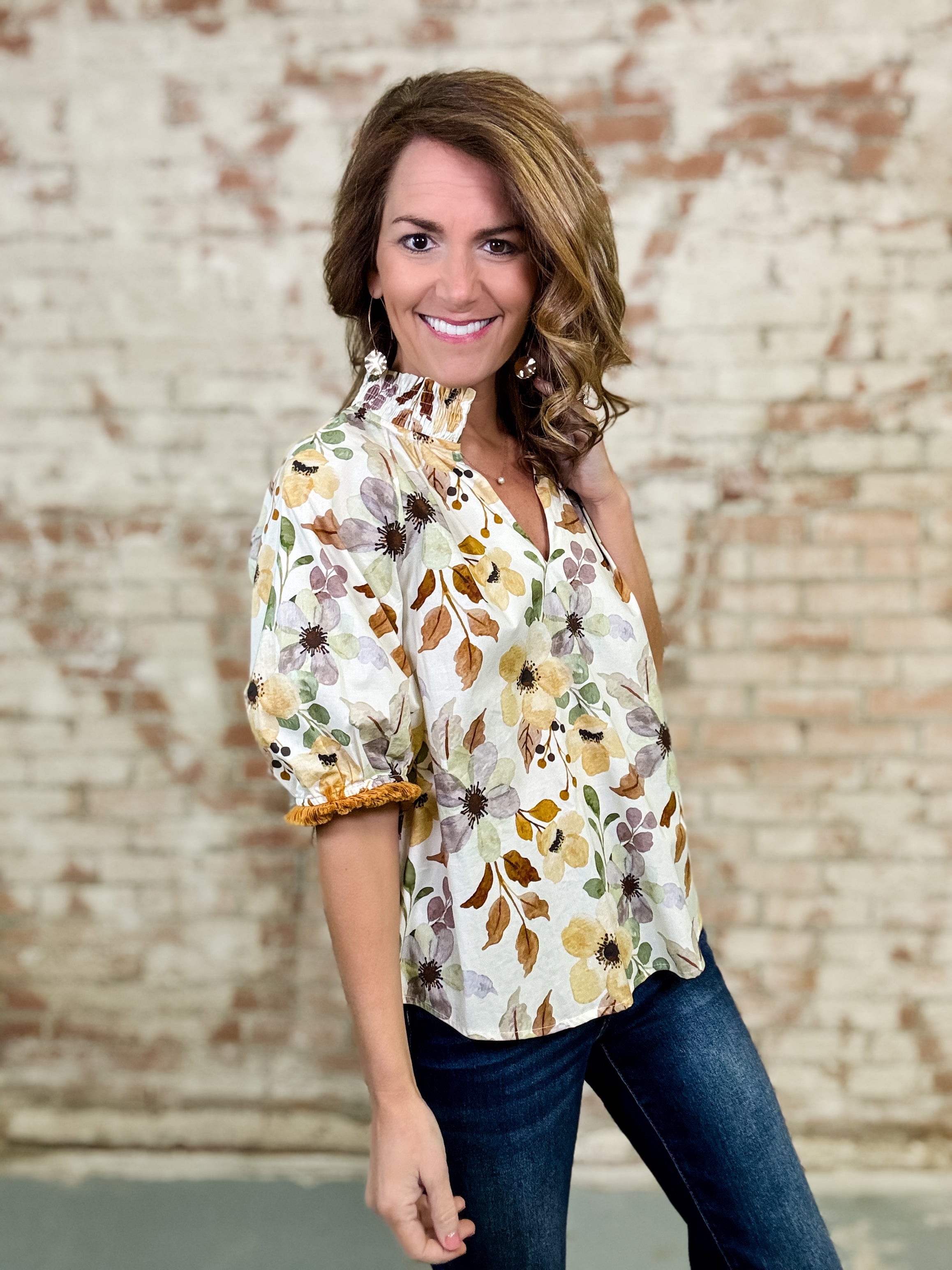 Erika Smocked Neck Top