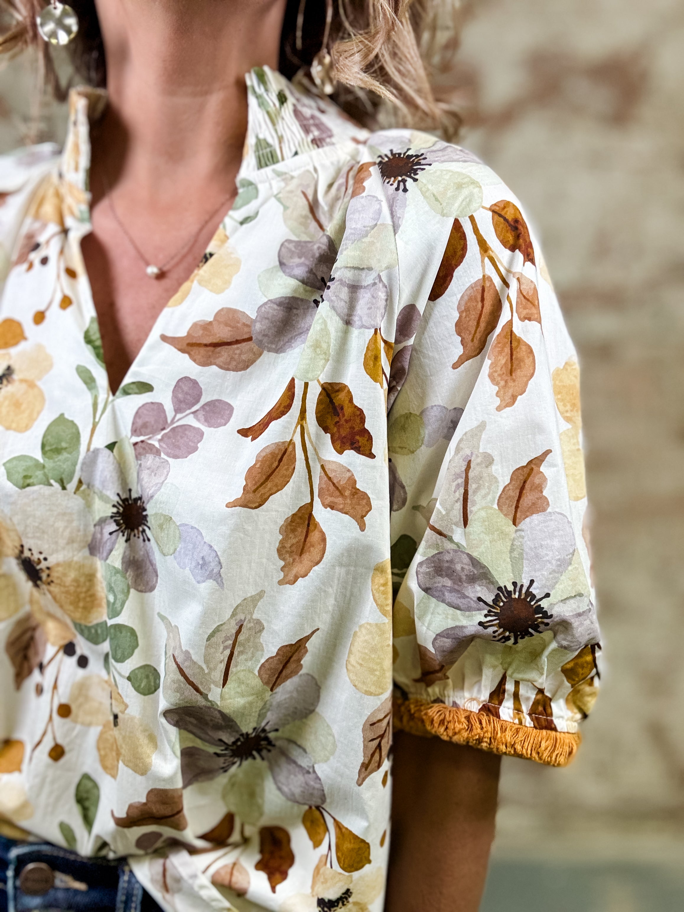 Erika Smocked Neck Top