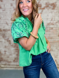 Gracie Embroidered Sleeve Top